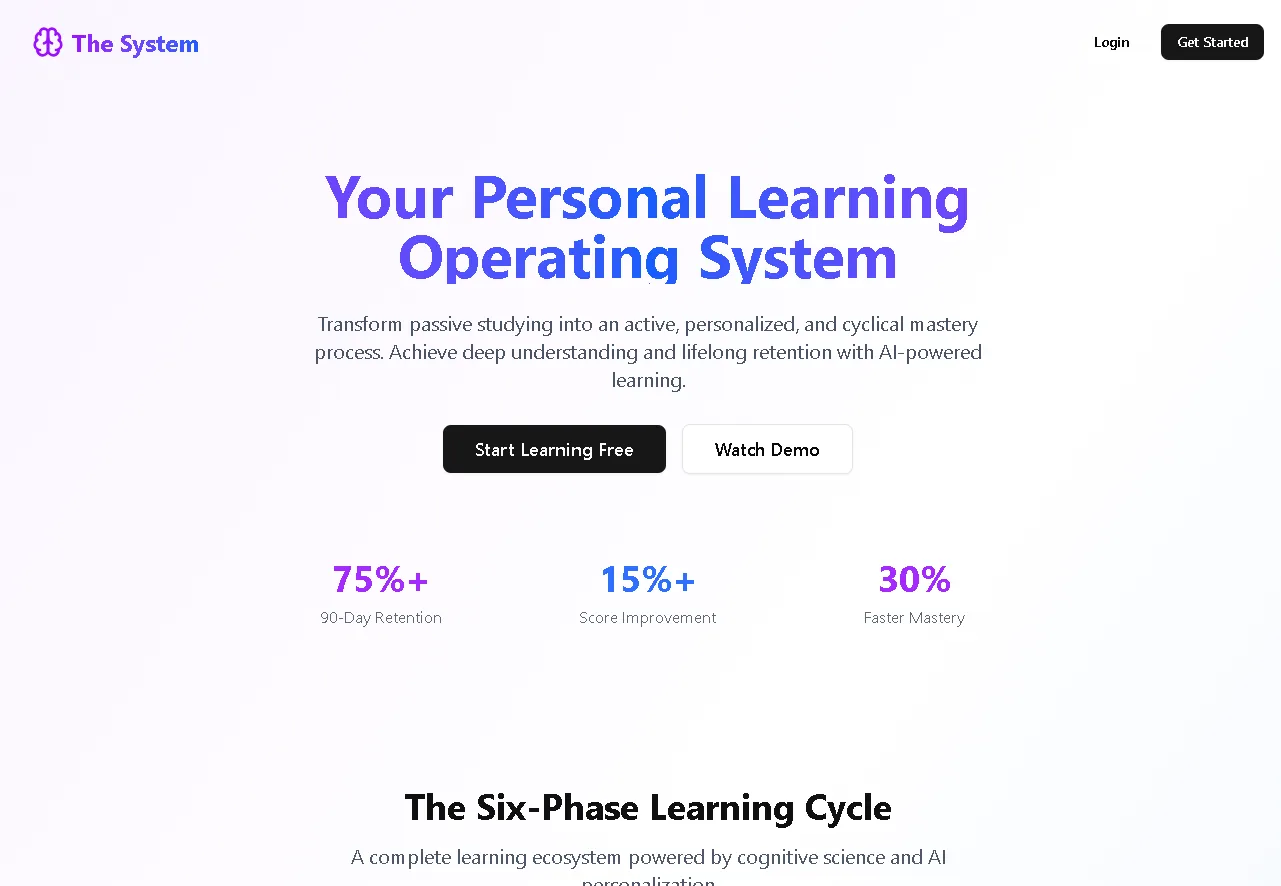 The System — live site preview